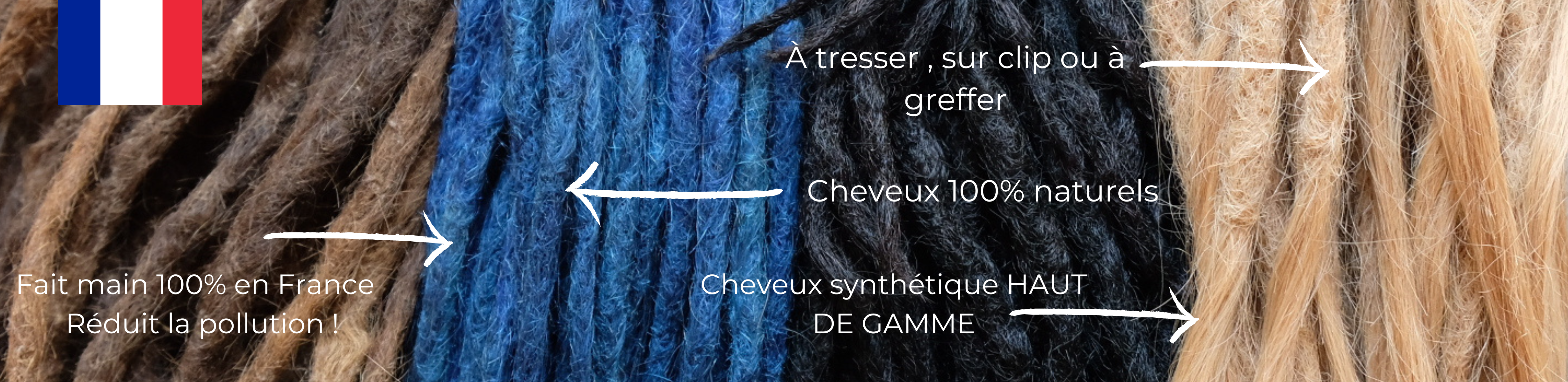 Dreadlocks Naturelles ou Semi-Synthétiques Sur Mesure